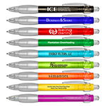 ICE - Frosted Translucent Retractable Ball Point Pen With Rubber Grip