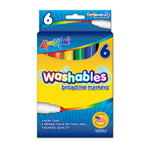 Set of 6 Washable Markers - Assorted Colors - USA Made