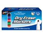 Set of 8 Chisel Tip Dry Erase Markers/Box - Assorted - USA Made