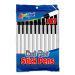 Pack of 10 Stick Pens, Medium Point - Black