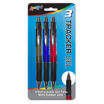 Set of 3 Tracker Gel - Retractable Gel Pens w/ Rubber Grip
