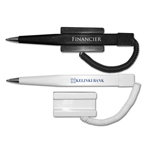 Financier - Pen with Coil Cord and Stick On Base (Black Writing Ink)
